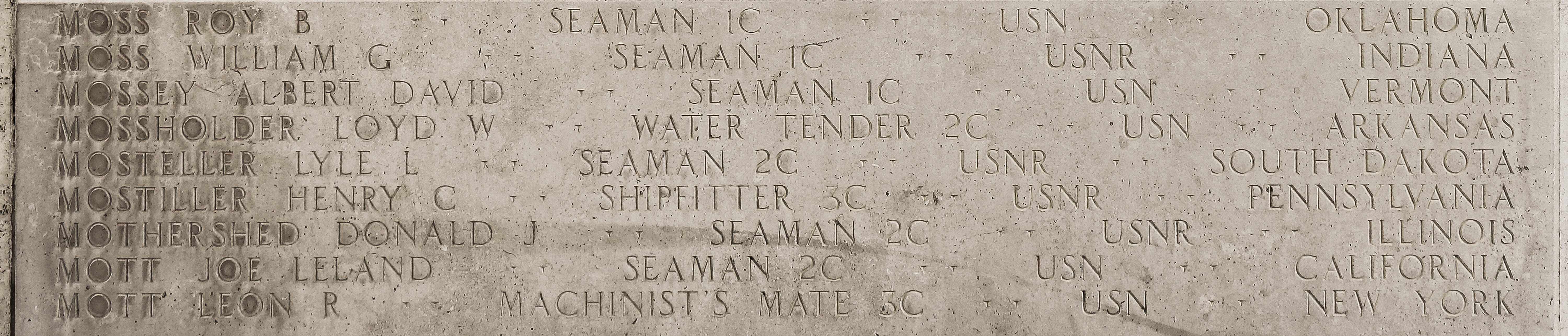 Albert David Mossey, Seaman First Class